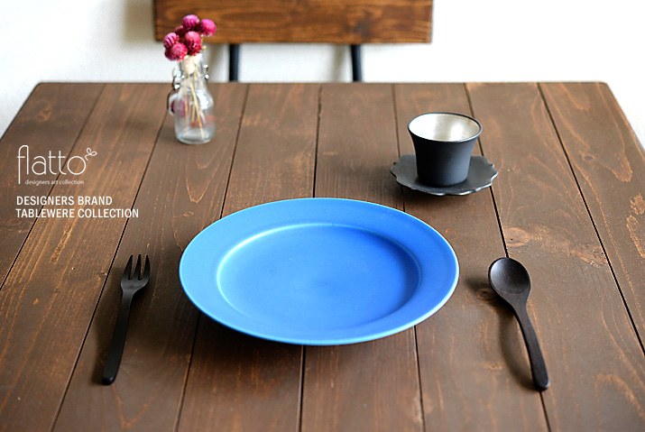 陶芸作家「東一仁」のブルー リムプレート8寸皿