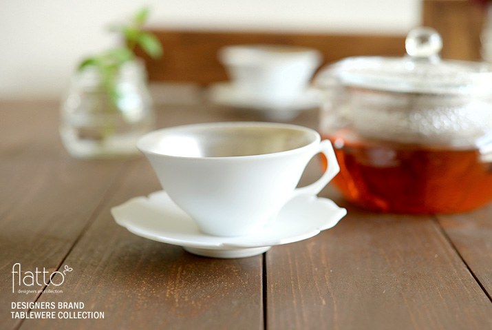 陶芸作家「木下和美」さんの白磁銀彩デミタスカップ＆ソーサー