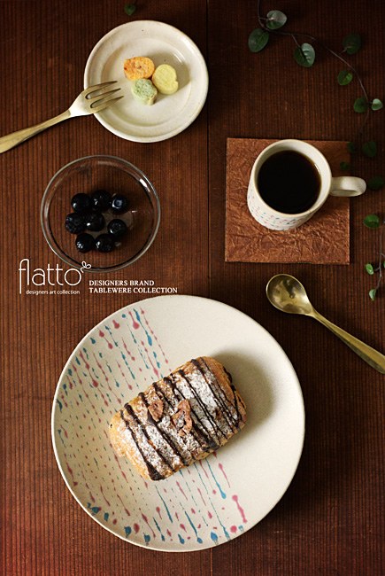 安田宏定の白釉四季彩プレート6寸（雫・桃青）