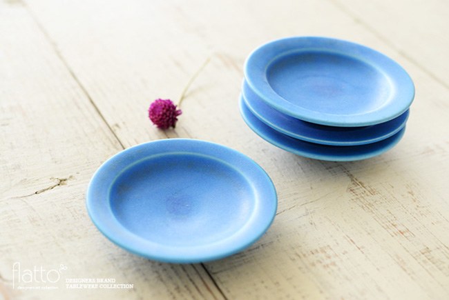 東一仁 ブルー リムプレート3寸皿