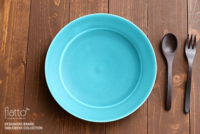 東一仁のターコイズ リムプレート8寸皿