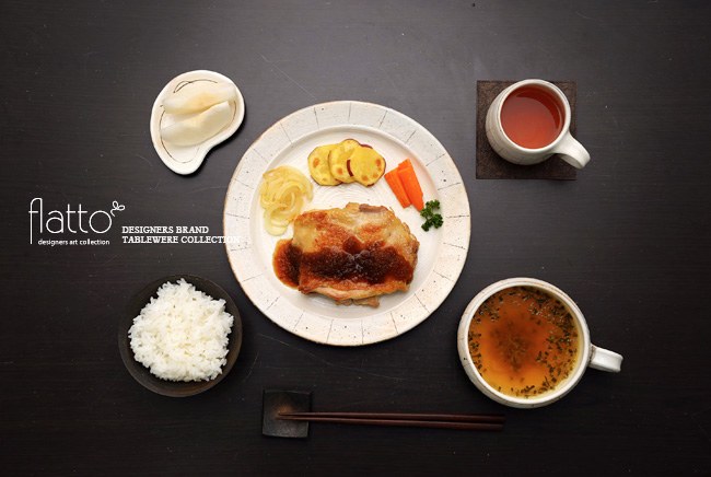 チキンステーキ×古谷浩一「たて鉄線 リブ8寸皿」