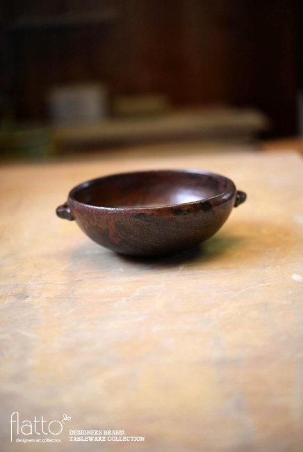 武曽健一さんのスープ鉢(サビ赤)