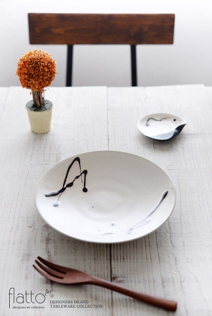 白釉墨彩プレート7寸（安田宏定）