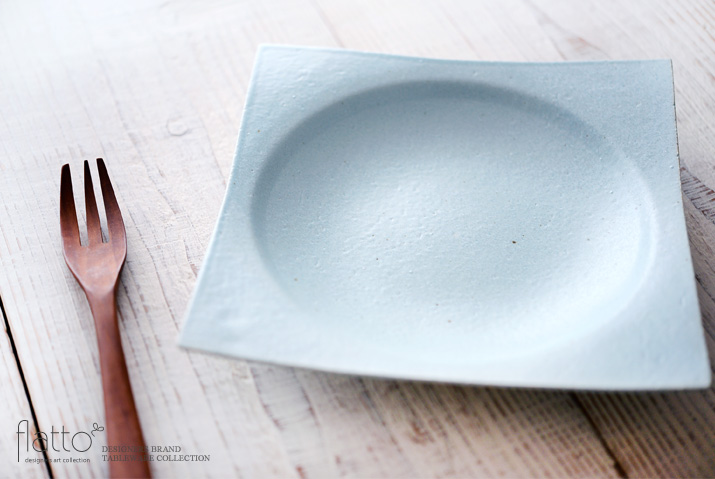 水野幸一「空色釉 角皿(大)」