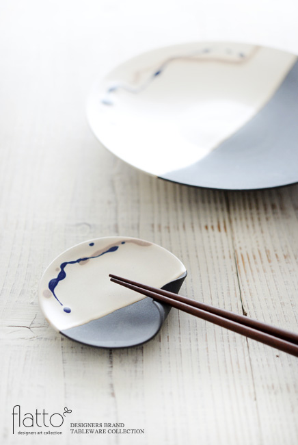 安田宏定「白釉四季彩 掛け分けはしおきプレート3寸」