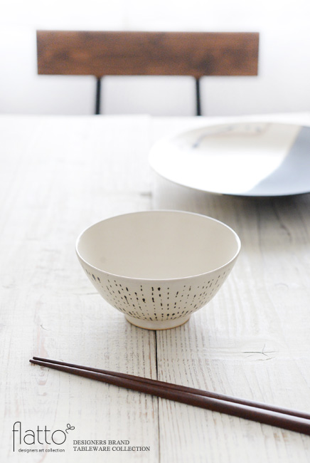 安田宏定「白釉墨彩めし碗(雫)」