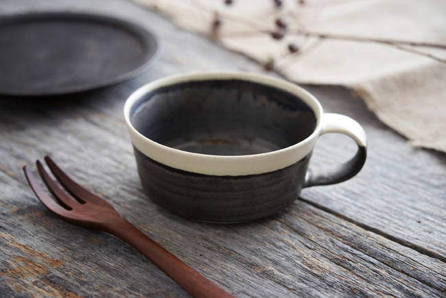 トキノハ shiro-kuroスープカップ（縁白）