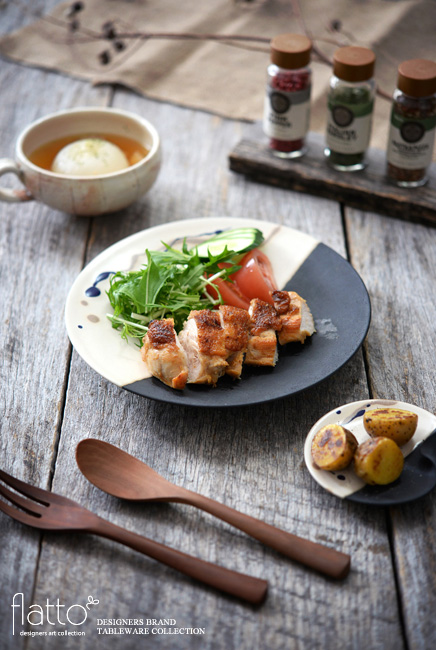 掛け分けプレートと鶏の照り焼き