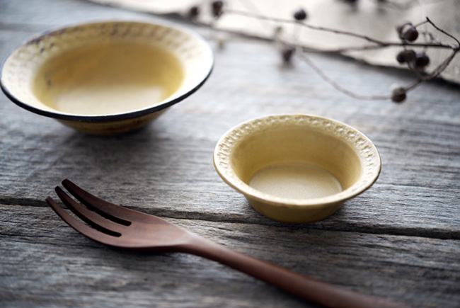 武曽健一 印花豆鉢（黄）