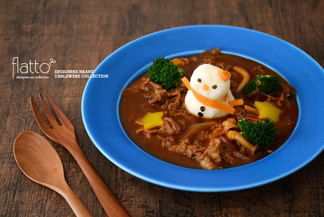 ブルー リムプレート8寸とビーフシチュー