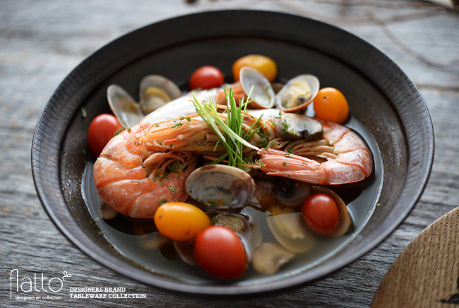 6寸鉢と魚介のスープ