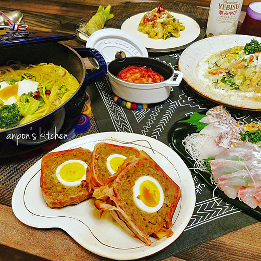 あんぽんさんの和食器を使った料理-04