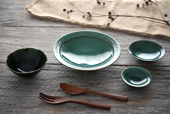 市野耕 織部・トルコブルーの器